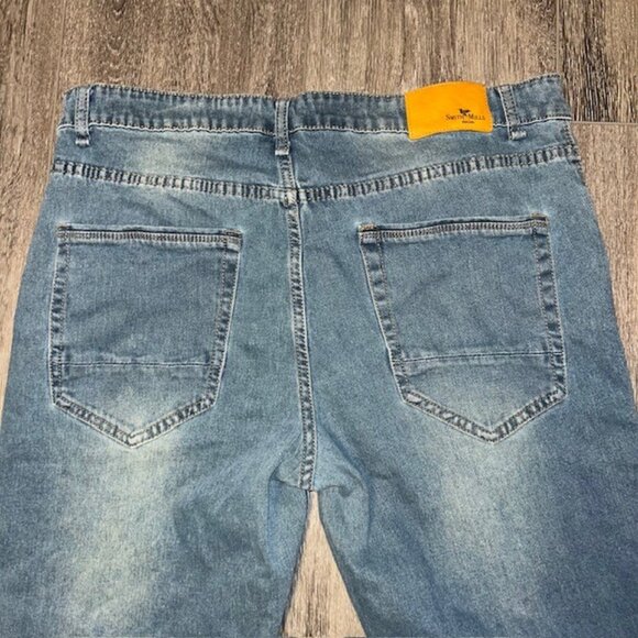 Smith & Mills Jeans Mens 38x30.5 Blue Straight Stretch Mid Rise Med Wash Denim - Picture 2 of 7